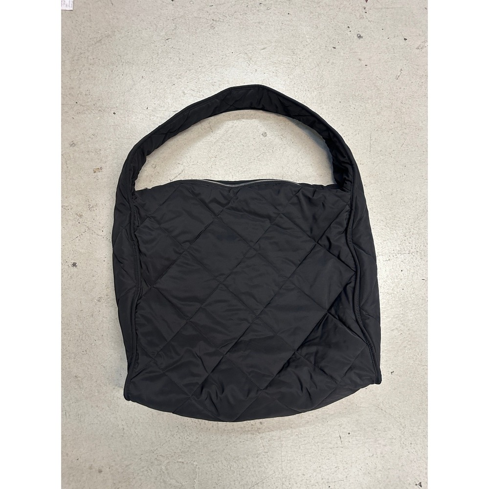 COS Oversized Quilted Messenger Shoulder Bag Black Diamond Quilt Large Zip